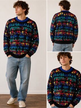 Vintage Britches of Georgetown Australia Pure Wool Geometric Sweater XL